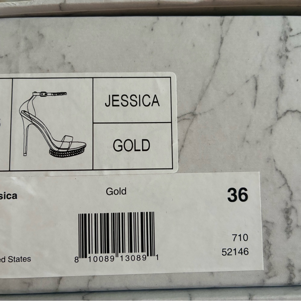 Jessica Rich Gold and Clear Stiletto Heels
